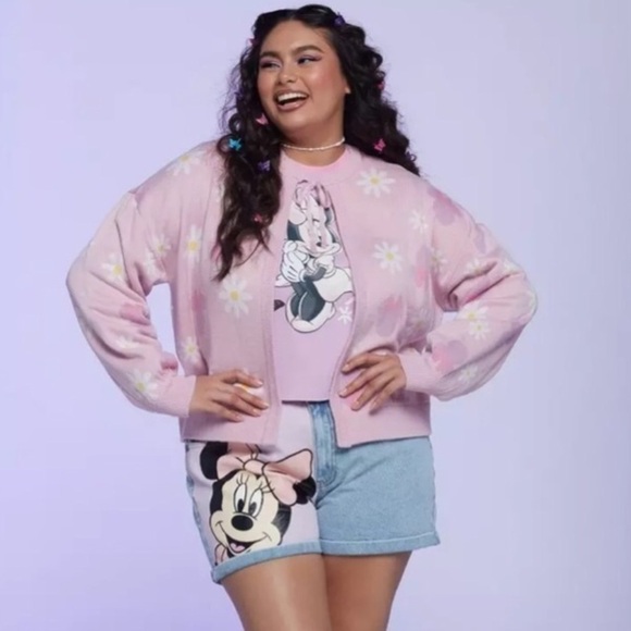 Her Universe Disney Minnie Mouse Y2K Tie-Front Skimmer Ladies Cardigan sz 20 - Picture 1 of 14